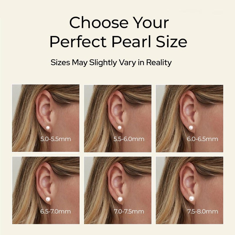 THE PEARL SOURCE 5.0-5.5mm White Japanese Akoya Real Pearl Earrings for Women - 14k Gold Stud Pearl Earrings | Hypoallergenic Earrings with Genuine Cultured Pearls - Image 3